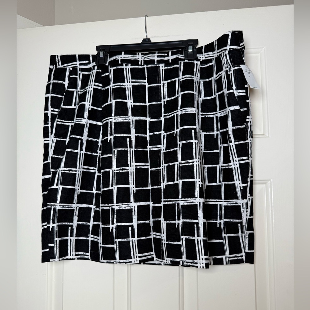 Gap Black White Geometric Plaid 100% Cotton‎ Skirt